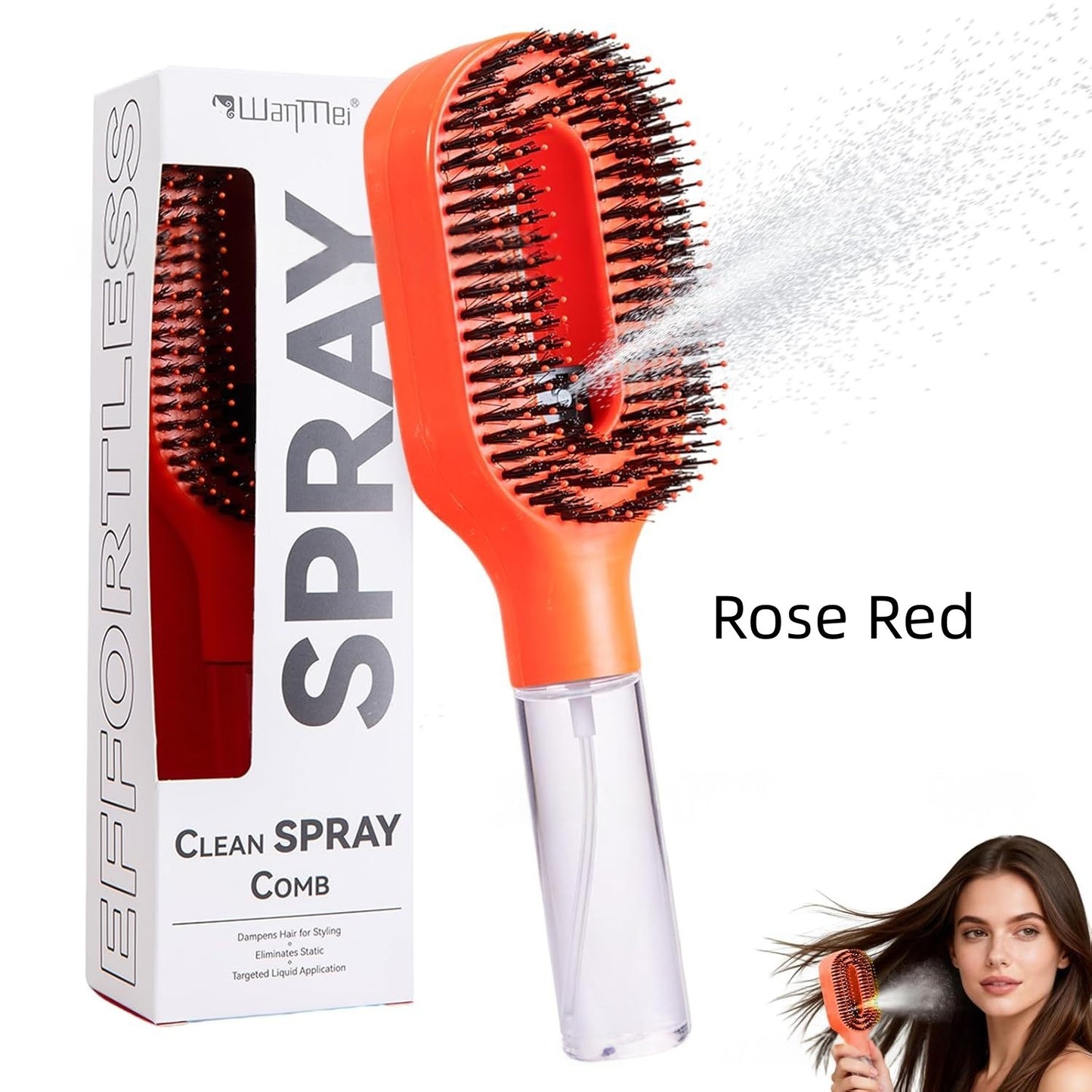 2-in-1 detangling spray comb with scalp massage nodules, full product view