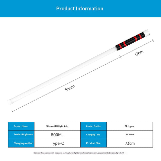 27 inch rechargeable LED flashlight stick bent into shape