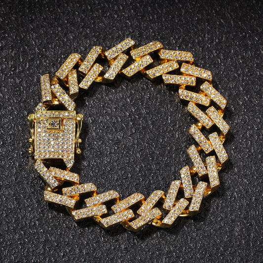 Gold-Plated Rhinestone Bracelet for Men - photo 2