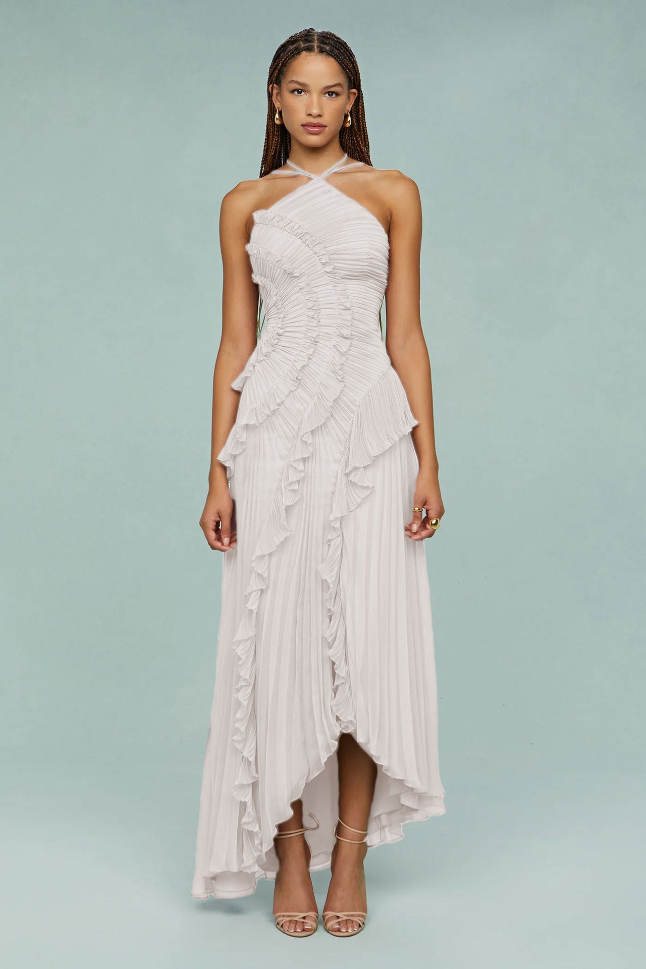 Halterneck party dress additional angle