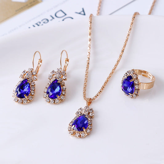 Water drop rhinestone jewelry set β necklace close-up