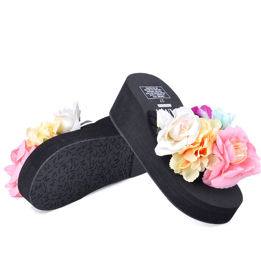 Women's Handmade Platform Flip Flops β Floral Detail Sandals - product photo 2 of 8