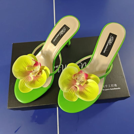 Flower Accent High Heel Slippers - photo 2