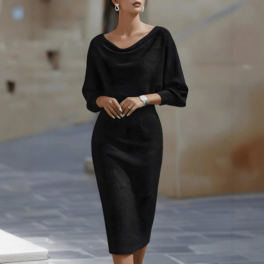 Pleated Batwing Sleeve Midi Dress β Women's A-Line Daywear - product photo 2 of 8
