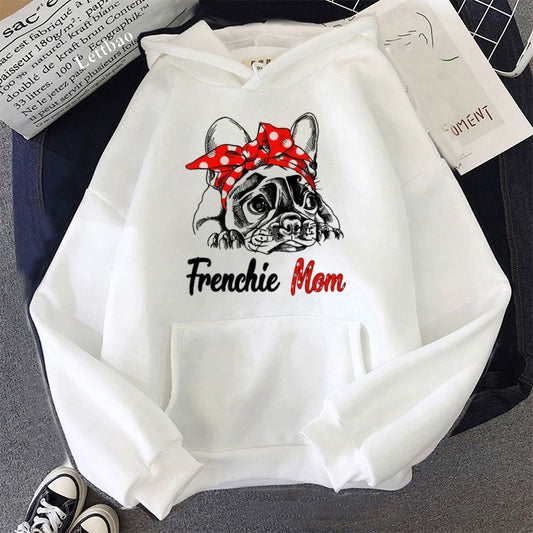 French Bulldog Print Hooded Sweatshirt for Women - photo 2