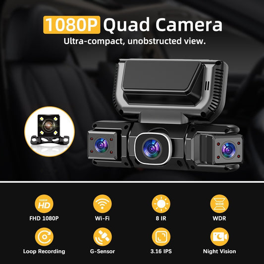 4-channel WiFi dash cam - display screen