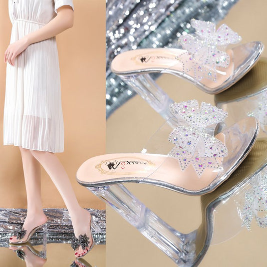 Women's Rhinestone Bow Flip Flops β Glam Pointed-Toe Strap Sandals - product photo 2 of 5