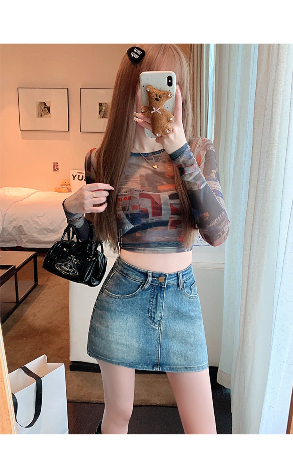 Retro High-Waist Denim Hip Skirt - photo 5