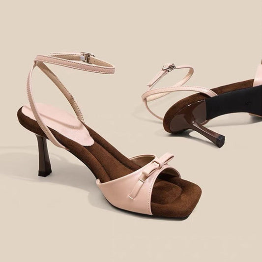 Sandal side view showing wedge heel height
