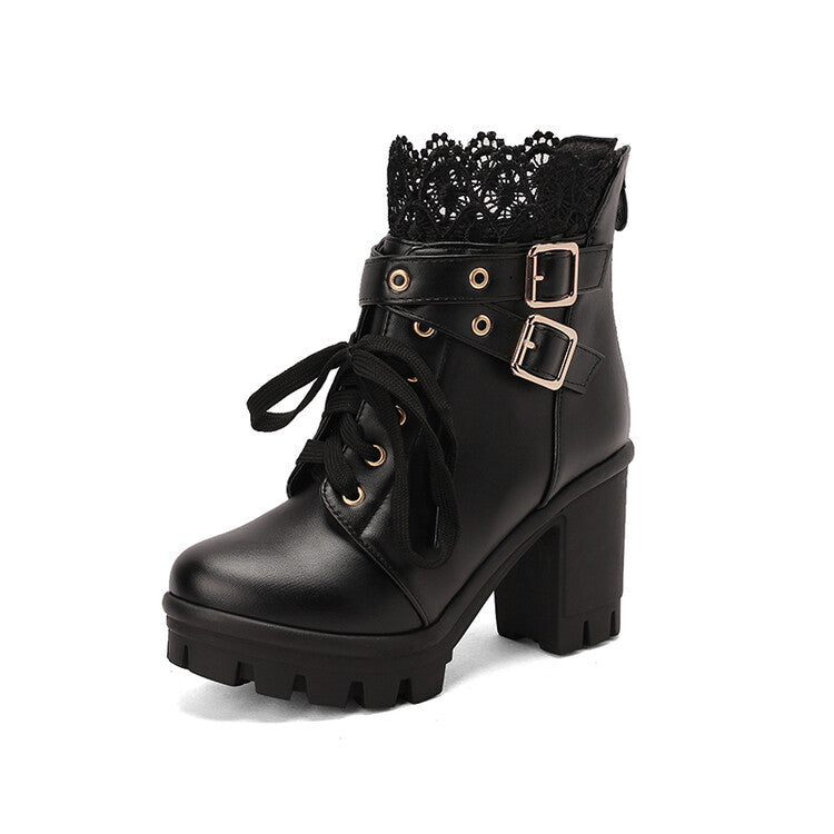Women's lace-up square heel ankle boots - view 10