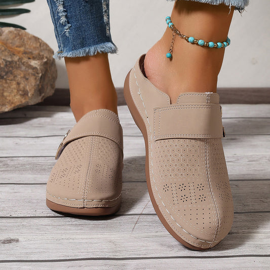 Metal hollow slide sandals color options