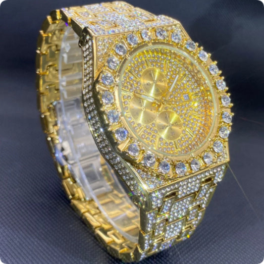 Rhinestone accent watch worn on wrist