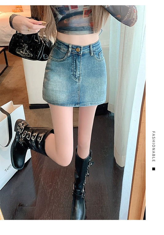 Retro High-Waist Denim Hip Skirt - photo 2