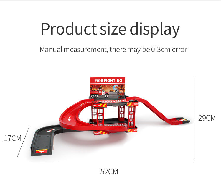 Kids' Sliding Track Fire Engine & Dinosaur Parking Playset - product photo 4