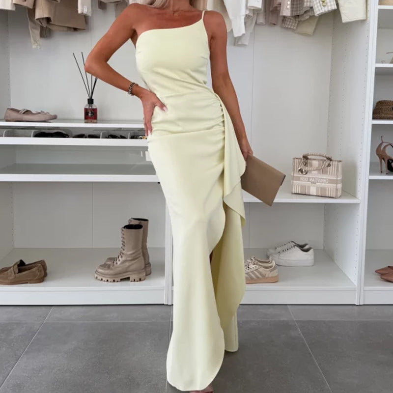 Women's one-shoulder slit waist-cinching dress - photo 11 of 11