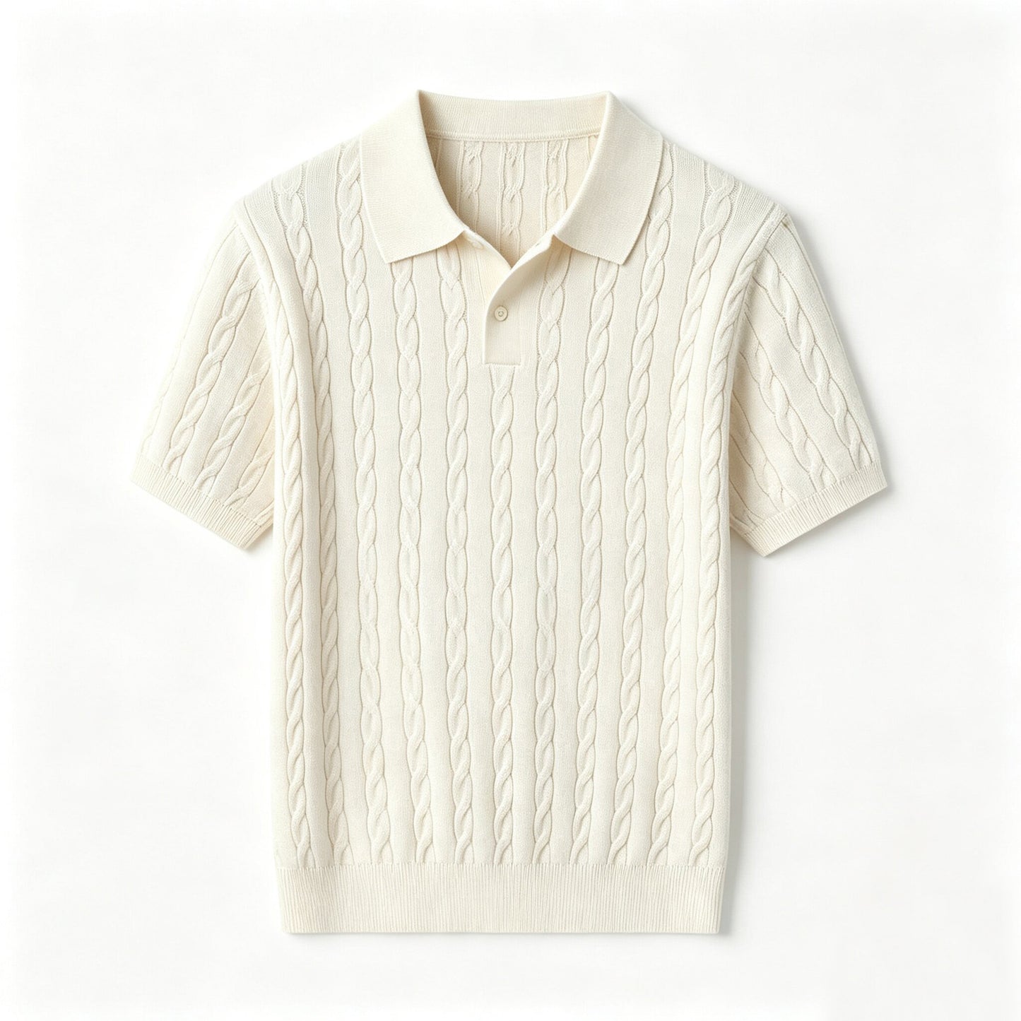 Men's cable-knit short-sleeve polo shirt - photo 4 of 10