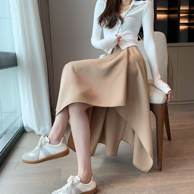 Asymmetrical midi skirt - fabric detail close-up