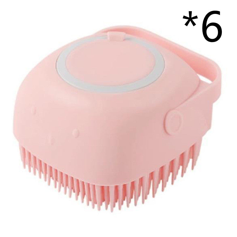 Silicone pet bath massage brush with shampoo dispenser for dogs and cats - view 9