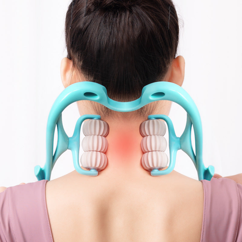 6-roller manual neck and body massager with jade gua sha board, style option 1