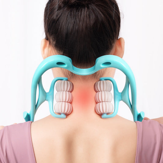 6-roller manual neck and body massager with jade gua sha board, style option 1