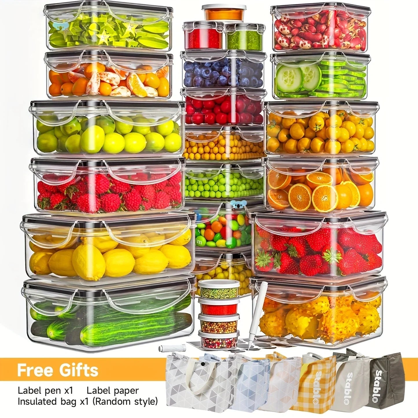 48-Piece BPA-Free Food Storage Container Set with Airtight Lids & Labels - product photo 8 of 9