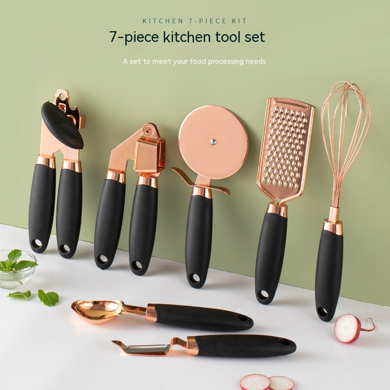 Copper-Plated Kitchen Peeler & Gadget Set with Storage Rack - product photo 3 of 8