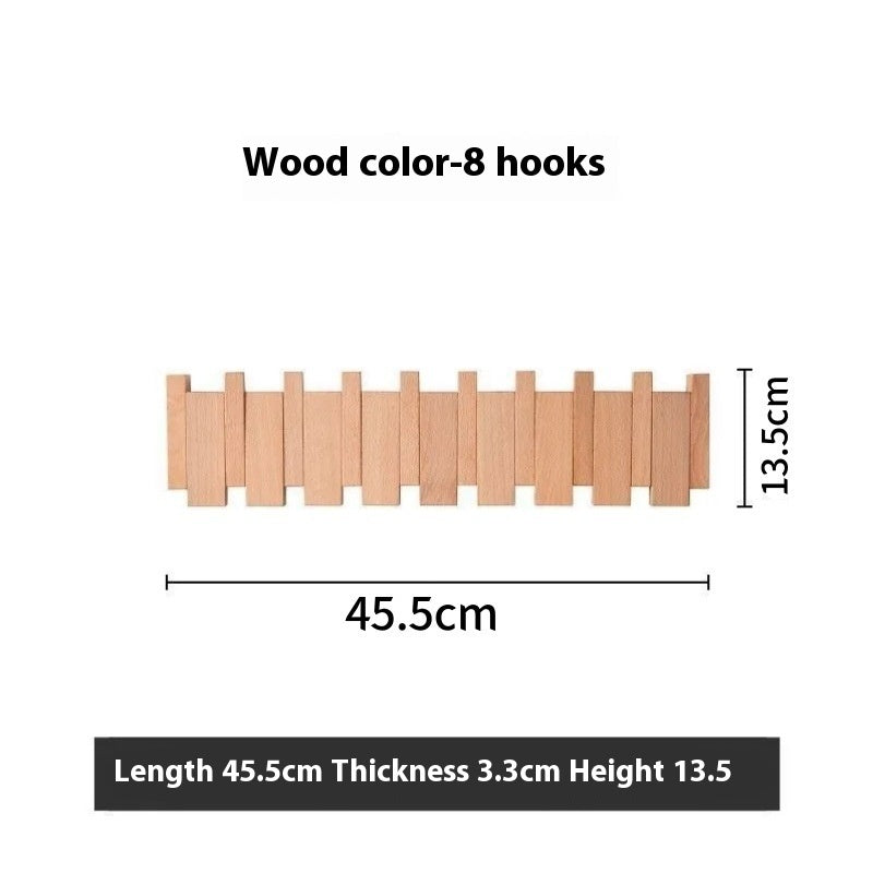 Wall-Mounted Wood Coat Rack – Piano Key Hook Entryway Storage - product photo 8 of 8