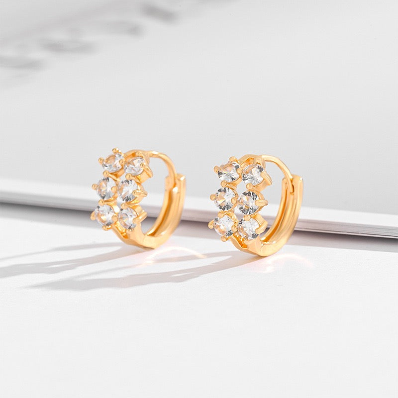 Square Crystal Zircon Drop Earrings – Gold Plated