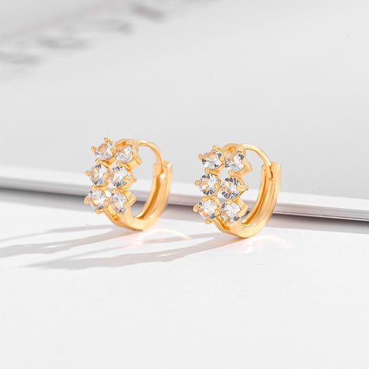 Square Crystal Zircon Drop Earrings – Gold Plated