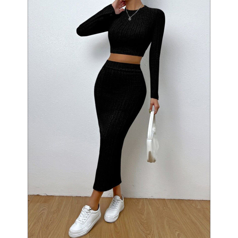 Knit sheath dress set - full outfit view