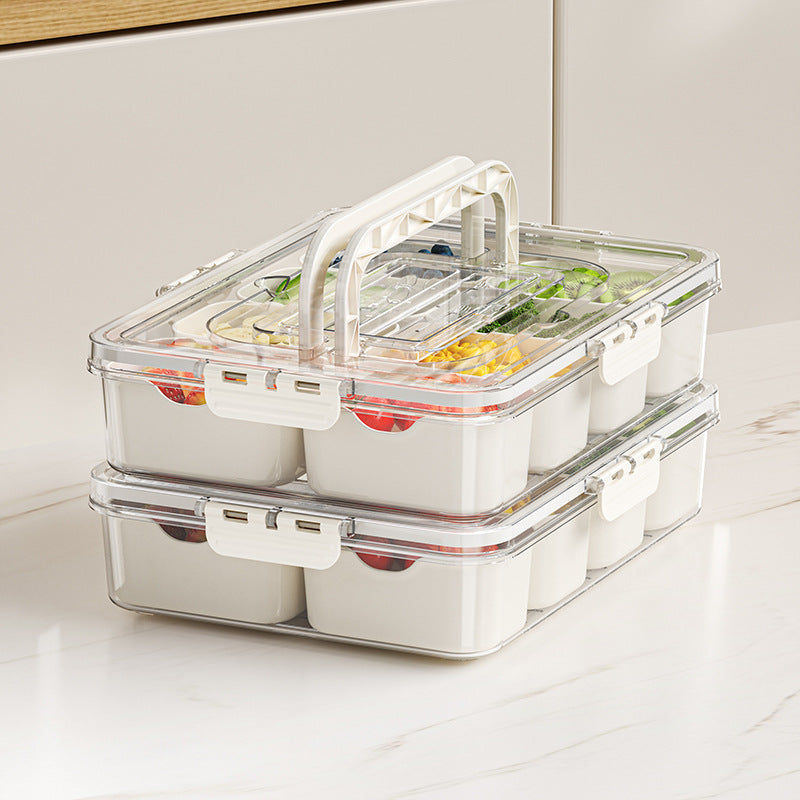 Divided serving tray compartments detail