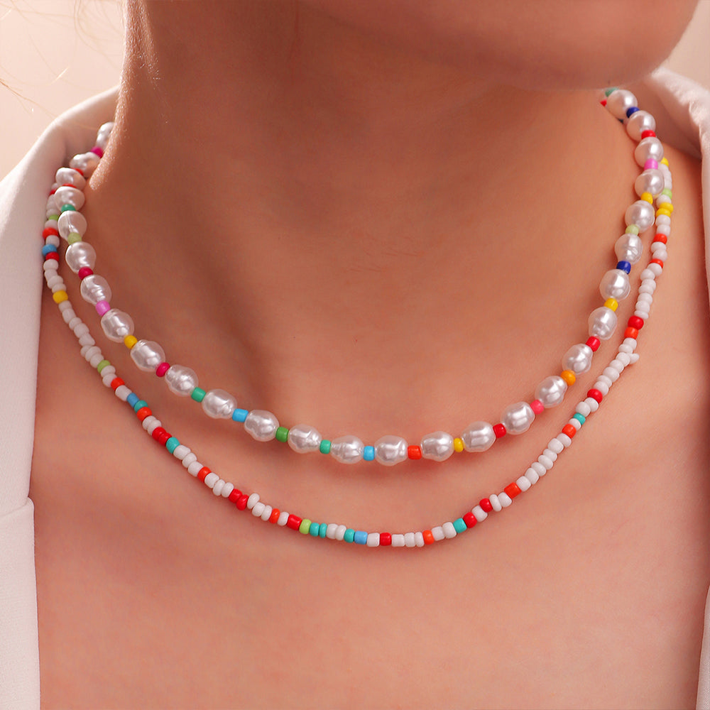 Minimalist Pearl Geometric Clavicle Chain Necklace - product photo 6 of 8