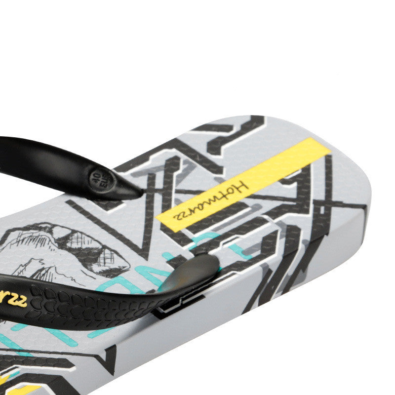 Men's Graffiti Print Non-Slip Beach Flip Flops - product photo 5