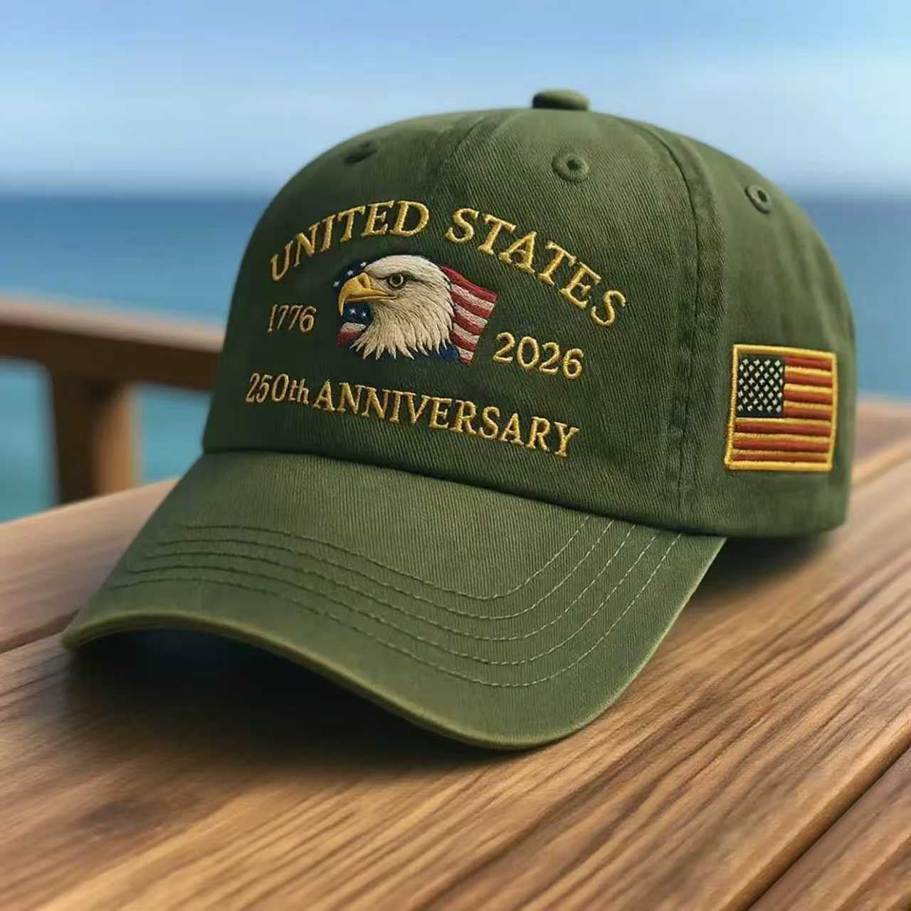 USA 250th anniversary embroidered eagle baseball cap