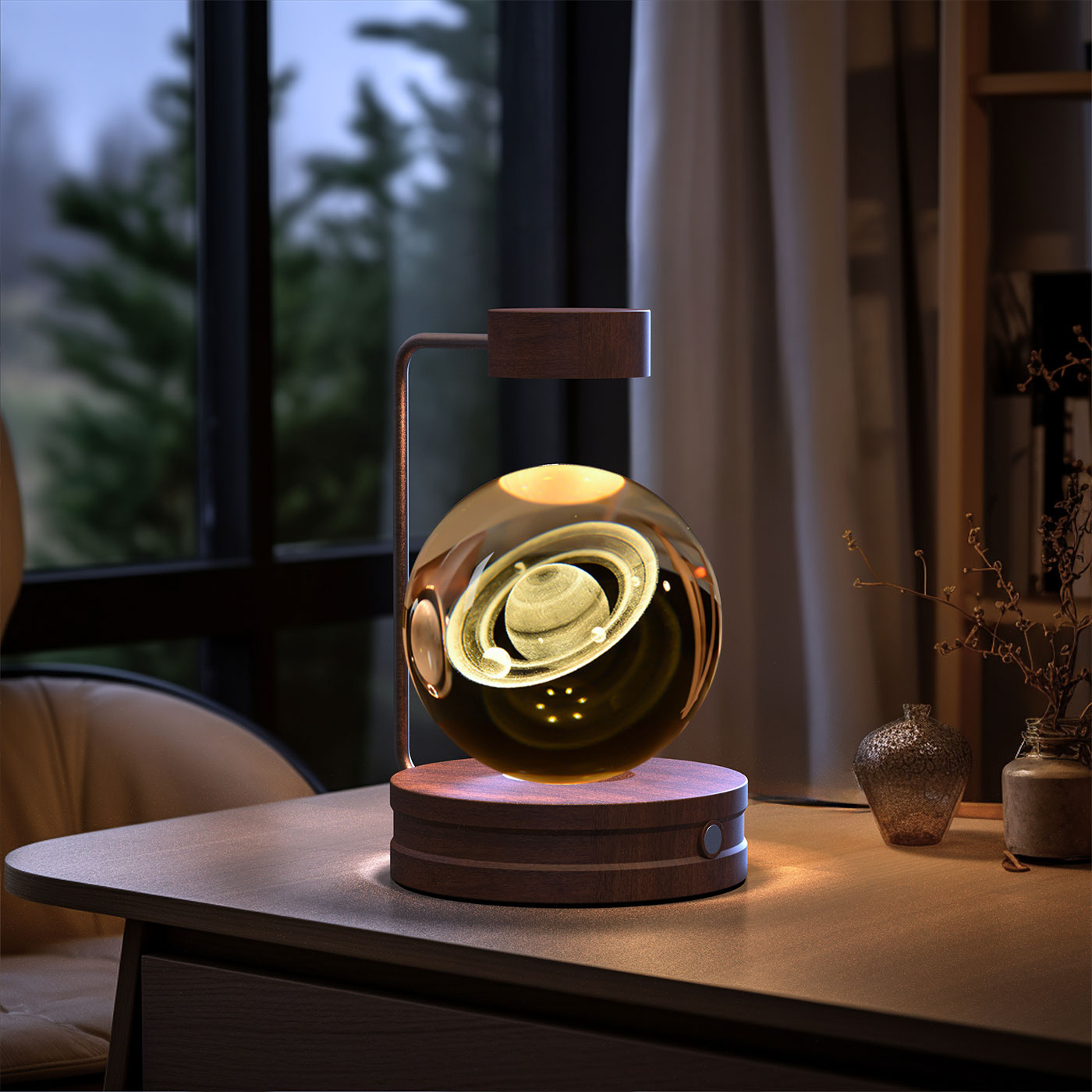 3D crystal night light with wood base, design option 48 of 51