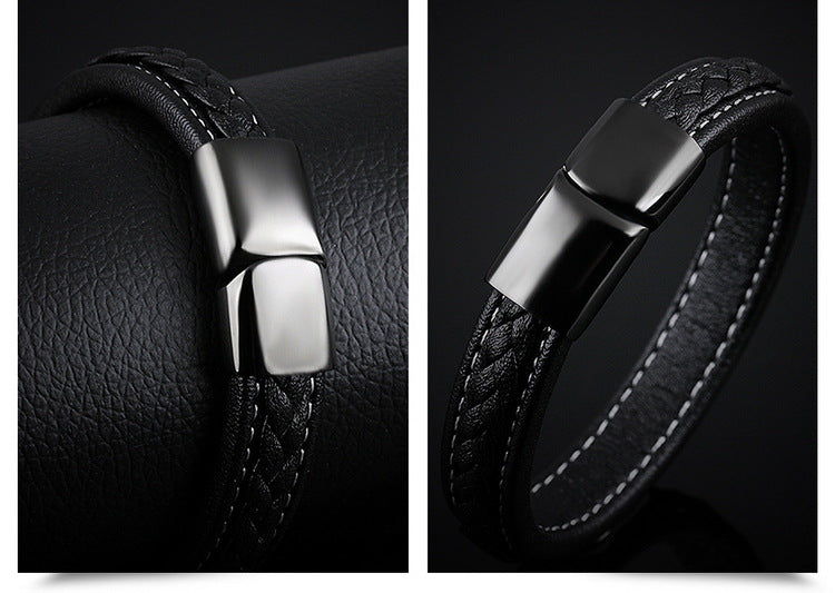 Leather bracelet close-up