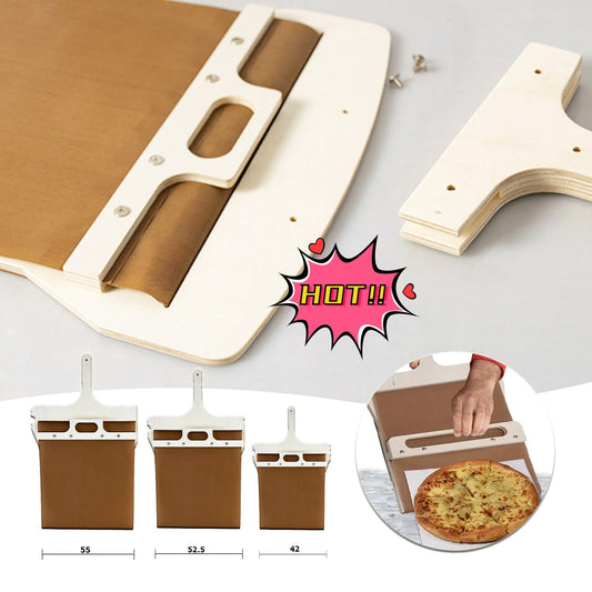 Natural wood sliding pizza peel with handle - main view