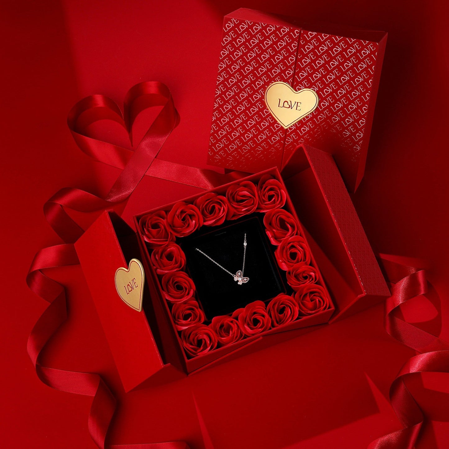 Rose-themed jewelry gift box with handbag