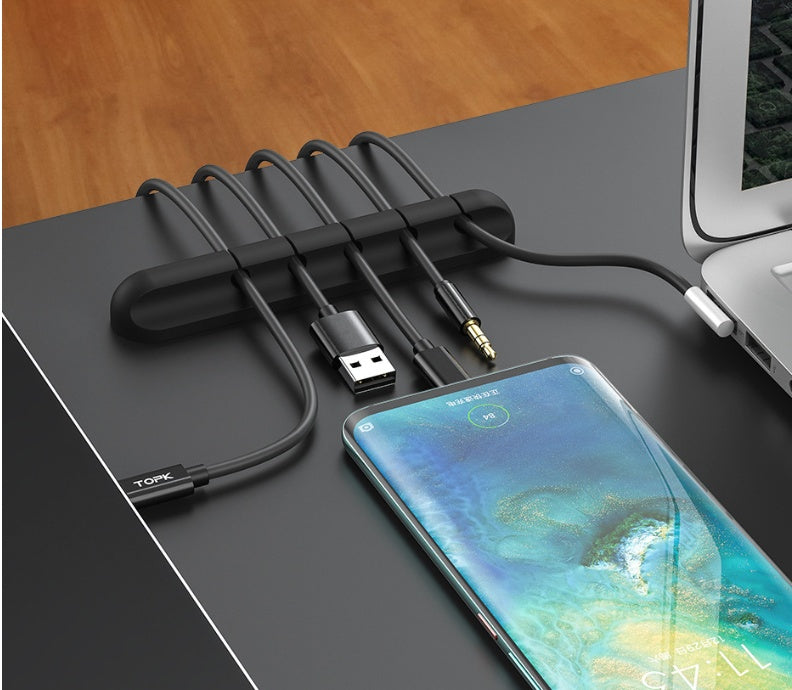 Silicone USB Cable Winder – Desktop Cable Organizer & Management Clips - product photo 9 of 15