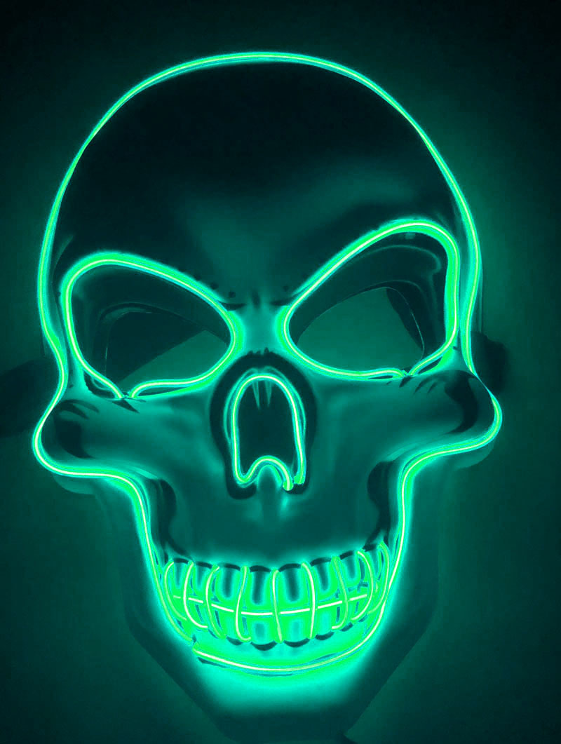 Skeleton mask shown with light off