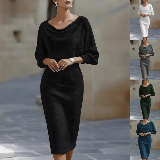 Pleated Batwing Sleeve Midi Dress – Women's A-Line Daywear - product photo 1 of 8