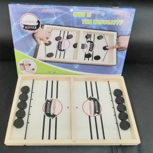 Wooden table game open for play