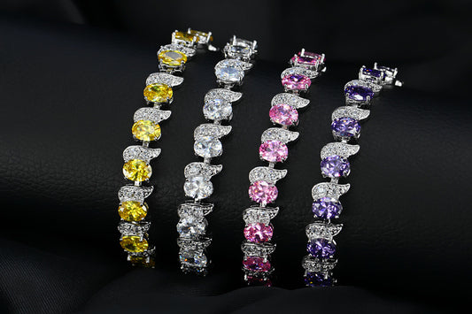 Rhinestone Flower Bracelet, 10 Colors - photo 1