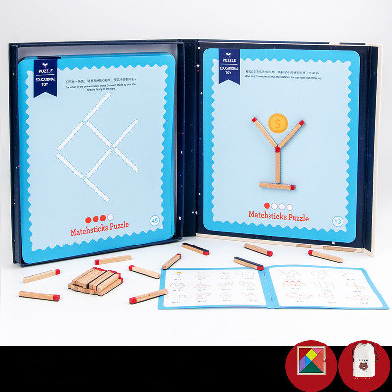 Montessori wooden matchstick puzzle - question cards