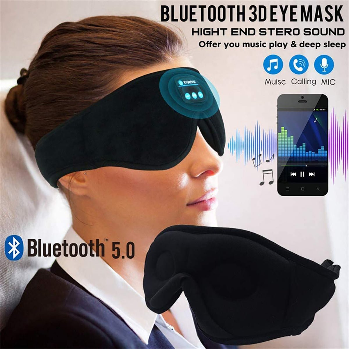 Wireless Bluetooth blackout sleep mask - main product photo