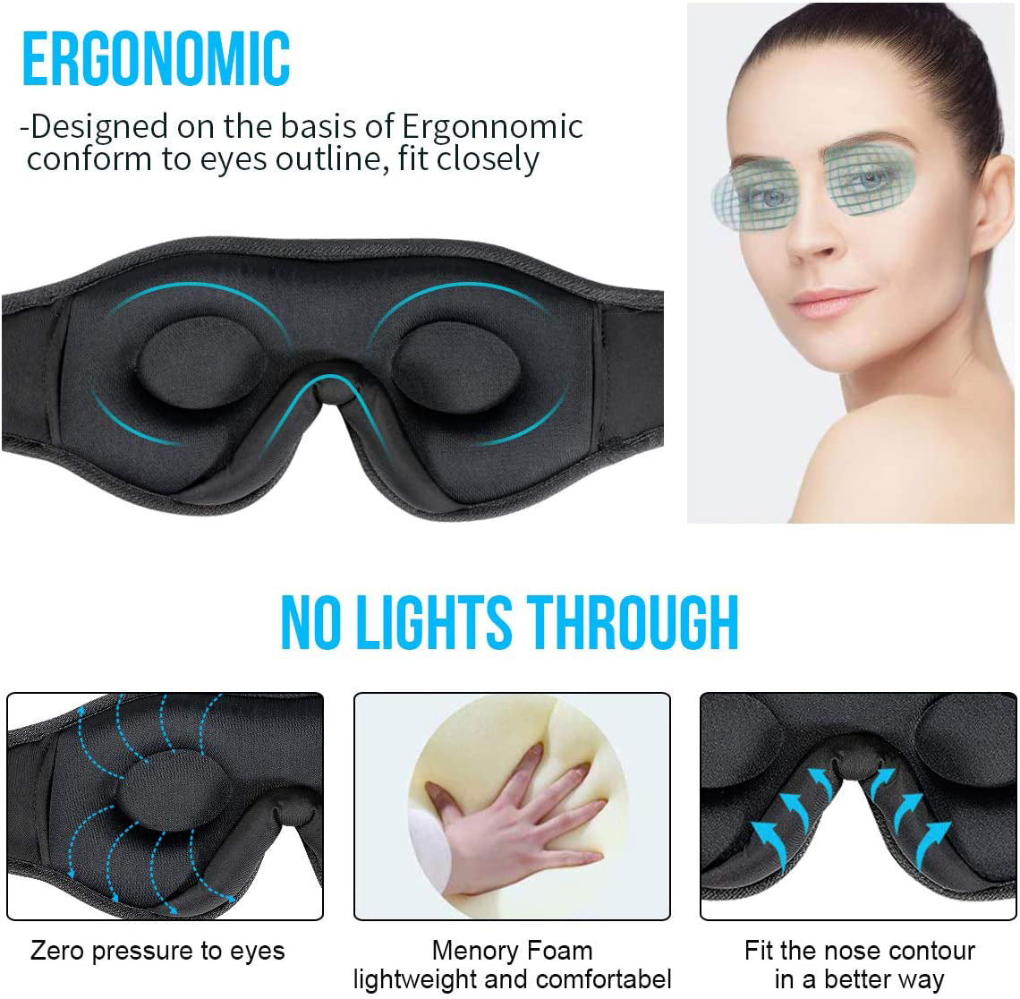 Blackout eye mask - built-in speaker detail
