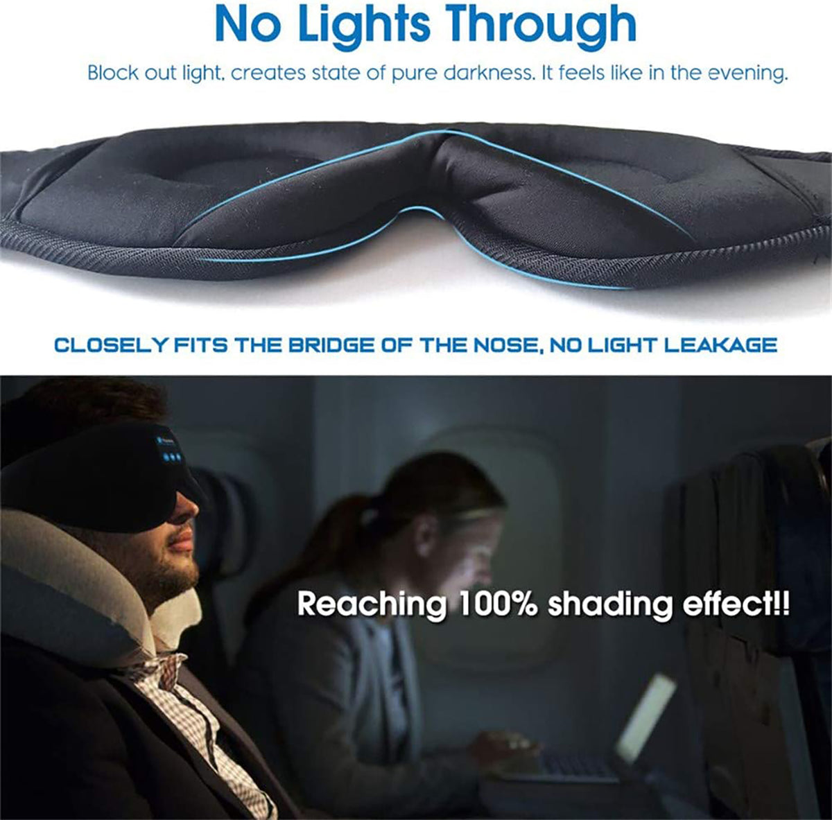 Bluetooth sleep mask - worn view