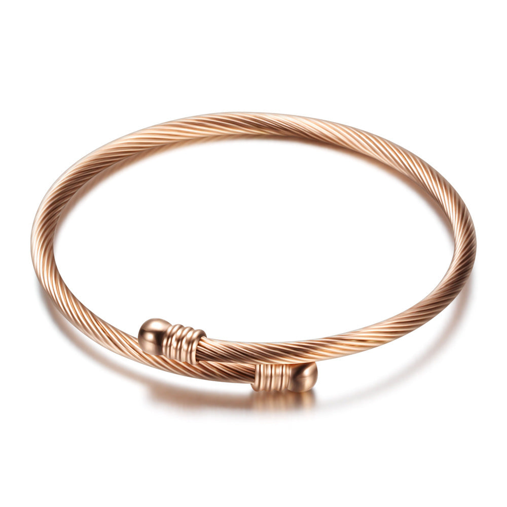 Titanium steel bracelet, simple unisex design, front view