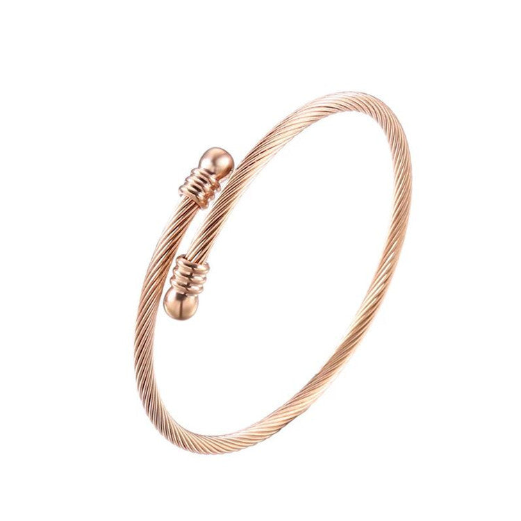 Titanium steel bracelet worn on wrist