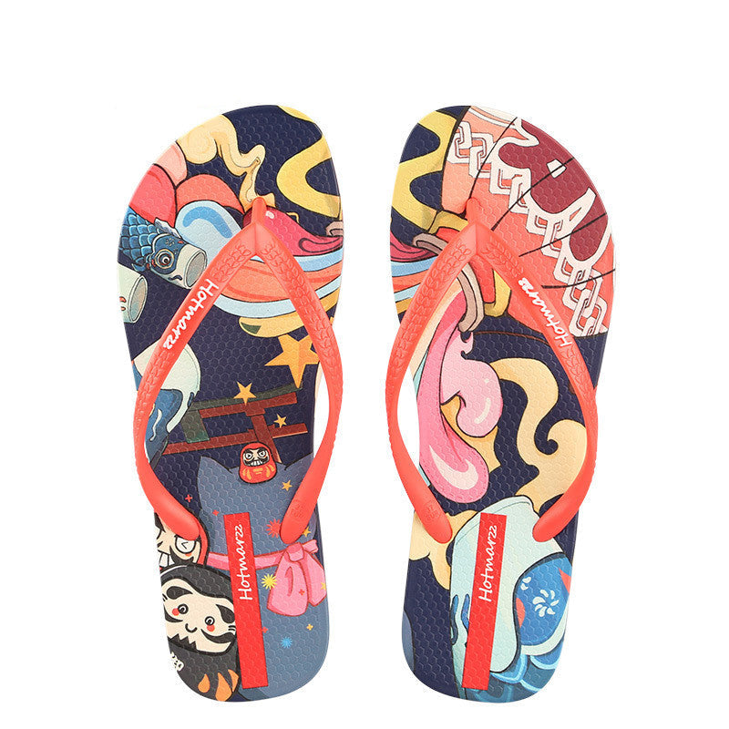 Flip flops shown in dark blue colorway